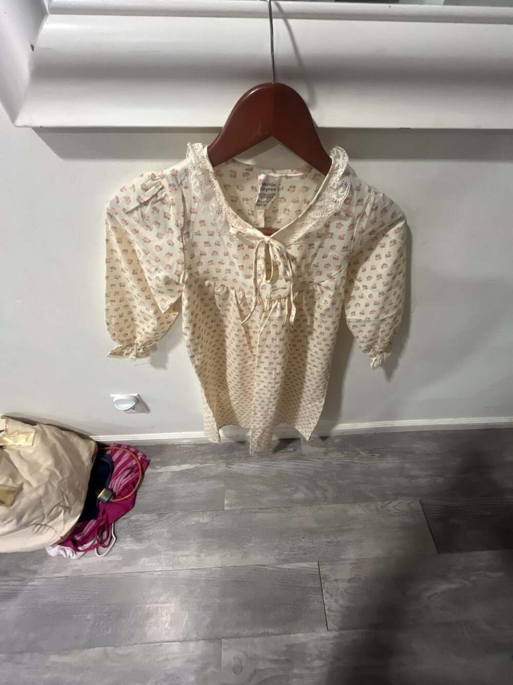 Martin Emprex Dress Age 6-7 Floral Lace Trim Long Sleeve Vintage